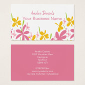 かわいいピンクと黄色の花の名刺 (正面&裏面)
