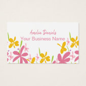 かわいいピンクと黄色の花の名刺 (正面)