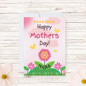 かわいいピンクと黄色の花の子供用母の日NANA フラット カード