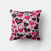 かわいいピンクと黒のハート クッション (裏面)