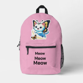 かわいいピンクと黒の猫のリュックサック プリントバックパック