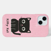 かわいいピンクと黒猫 Case-Mate iPhoneケース (裏面 (横))