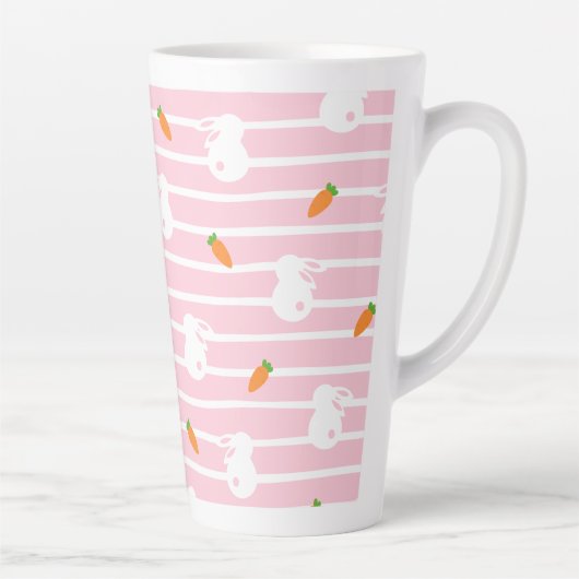 かわいいピンクのうさぎとにんじん柄 カフェラテマグ (右)