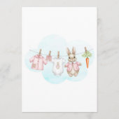 かわいいピンクのうさぎの女の子の洗濯物Baby Shower メニュー (裏面)