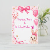 かわいいピンクのうさぎの誕生日パーティー 🐰 招待状 (スタンド正面)