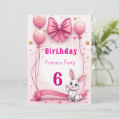 かわいいピンクのうさぎの誕生日パーティー 🎉🐰 招待状 (スタンド正面)