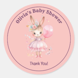 かわいいピンクのうさぎ赤ちゃんシャワー ラウンドシール