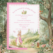 かわいいピンクのうさぎ赤ちゃんシャワー 招待状