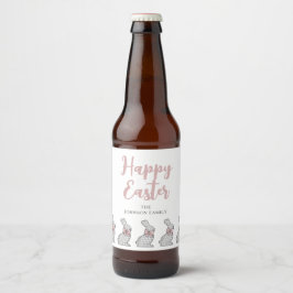 かわいいピンクのうさぎ ハッピーイースター ビールラベル