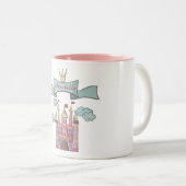 かわいいピンクのおとぎ話のプリンセスの城のカスタムネーム ツートーンマグカップ (正面右)