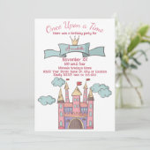かわいいピンクのおとぎ話プリンセス城 招待状 (スタンド正面)