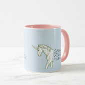 かわいいピンクのおもしろいな残念私私のユニコーン歩いていますできません マグカップ (正面右)