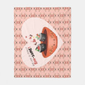 かわいいピンクのかわいいすし愛のバレンタインデー フリースブランケット (正面)