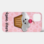 かわいいピンクのかわいいの幸せな顔のカップケーキの女の子 Case-Mate iPhoneケース (裏面 (横))