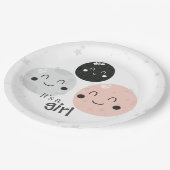 かわいいピンクのかわいいの惑星それが女の子の赤ちゃんシャワーである ペーパープレート (アングル)