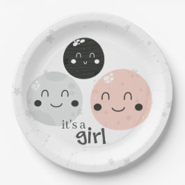 かわいいピンクのかわいいの惑星それが女の子の赤ちゃんシャワーである ペーパープレート