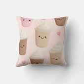 かわいいピンクのかわいいコーヒーカップ 名前入りギフト クッション (裏面)