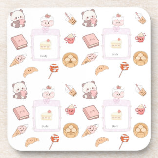 かわいいピンクのかわいいスイーツデザートデザイン コースター