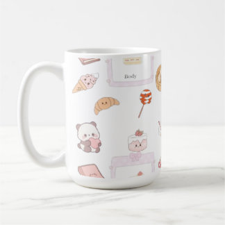 かわいいピンクのかわいいスイーツデザートデザイン コーヒーマグカップ