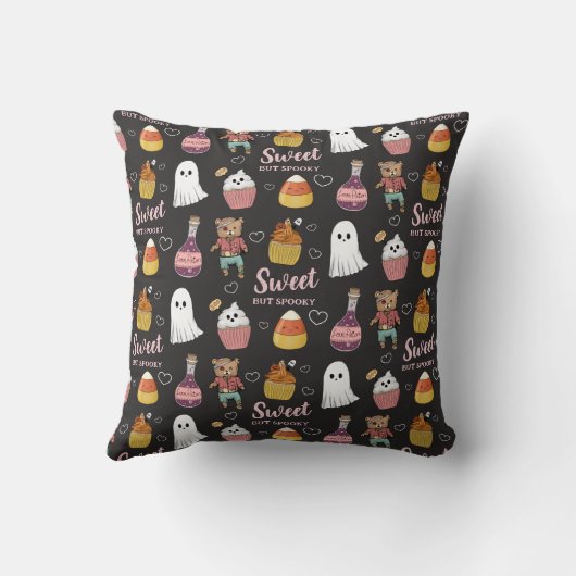 かわいいピンクのかわいいネコ不気味シーズンスウィートアート クッション (裏面)