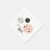 かわいいピンクのかわいい惑星と月の赤ちゃんシャワー スタンダードカクテルナプキン (角)