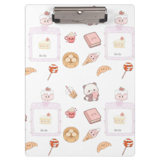 かわいいピンクのかわいい甘いお菓子のデザイ クリップボード