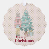 かわいいピンクのくるみ割り オーナメントカード (正面)