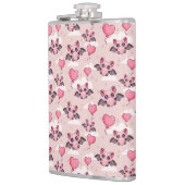 かわいいピンクのこうもりとハート フラスク (左)