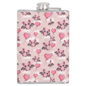 かわいいピンクのこうもりとハート フラスク (裏面)