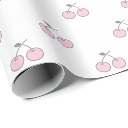 かわいいピンクのさくらんぼギフトラッピング ラッピングペーパー (ロールコーナー)