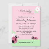 かわいいピンクのてんとう虫のミントの女の子のベビーシャワーの招待 招待状 (正面)