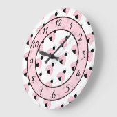かわいいピンクのてんとう虫の子供かベビーの子供部屋 ラージ壁時計 (傾斜)