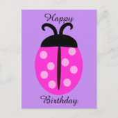 かわいいピンクのてんとう虫の誕生日 ポストカード (正面)
