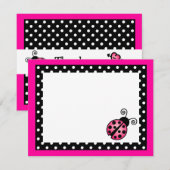 かわいいピンクのてんとう虫 フラット サンクス ノート カード (正面/裏面)