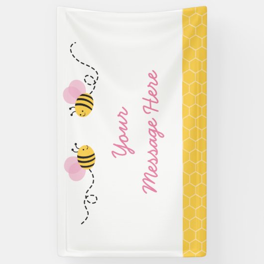 かわいいピンクののまわりにベビーシャワー 横断幕 (縦)