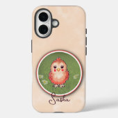 かわいいピンクのひよこ鳥の絵 カスタムネーム Case-Mate iPhoneケース (裏面)