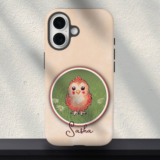 かわいいピンクのひよこ鳥の絵 カスタムネーム Case-Mate iPhoneケース