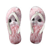 かわいいピンクのふわふわのおもちゃ動物 キッズビーチサンダル (フットベッド)