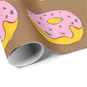 かわいいピンクのアイシングのドーナツ甘いデザートアート ラッピングペーパー (ロールコーナー)