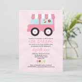 かわいいピンクのアイスクリームのパーティー 招待状 (スタンド正面)