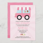 かわいいピンクのアイスクリームのパーティー 招待状 (正面/裏面)