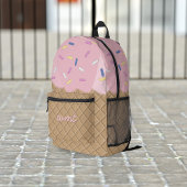 かわいいピンクのアイスクリームコーンモノグラム印刷バックパック プリントバックパック