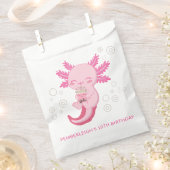 かわいいピンクのアクソロトルバブルボバティーバースデーパーティー フェイバーバッグ (クリップ留めされた状態)