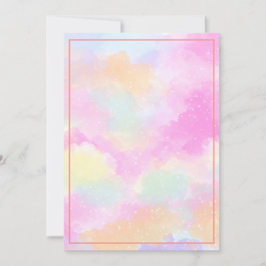 かわいいピンクのアクソロトル虹の女の子の水中誕生日 招待状 (裏面)