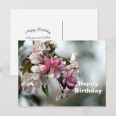 かわいいピンクのアップルフラワーフォトバースデー ポストカード (正面/裏面)