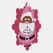 かわいいピンクのアフリカ系アメリカ人サンタクロースのクリスマス オーナメントカード (右)
