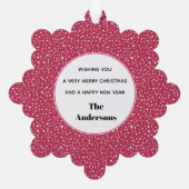 かわいいピンクのアフリカ系アメリカ人サンタクロースのクリスマス オーナメントカード (裏面)