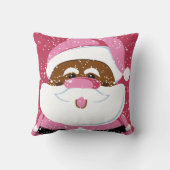 かわいいピンクのアフリカ系アメリカ人サンタクロースのクリスマス クッション (裏面)