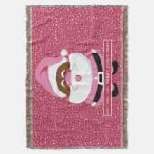 かわいいピンクのアフリカ系アメリカ人サンタクロースのクリスマス スローブランケット (正面縦)