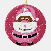 かわいいピンクのアフリカ系アメリカ人サンタクロースのクリスマス セラミックオーナメント (正面)